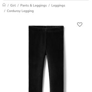 NWT Janie and Jack Black Corduroy Leggings black 12-18Mo Girls